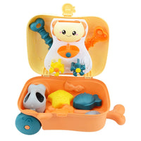HKM-233875 8-Piece Dinosaur Trolley Case Beach Toy Set for Kids - Outdoor Multi-Play Summer Toys