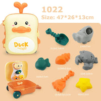 HKM-233875 8-Piece Dinosaur Trolley Case Beach Toy Set for Kids - Outdoor Multi-Play Summer Toys