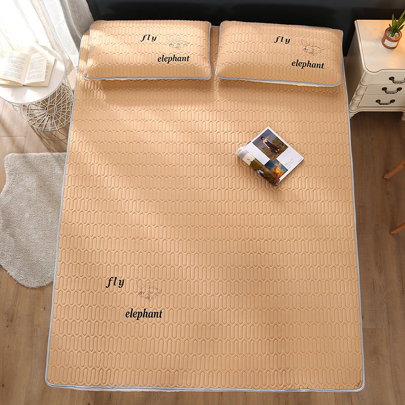 HKM-233939 Folding Ice Silk Mat Set - 3-Piece Washable Cotton Coarse Cloth Mats