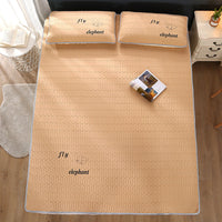 HKM-233939 Folding Ice Silk Mat Set - 3-Piece Washable Cotton Coarse Cloth Mats