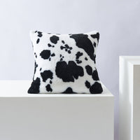 HKM-234003 Double-Sided Cow Flower Plush Pillow Cover - Modern Polyester Design, 50x50cm, 45x45cm, 30x50cm