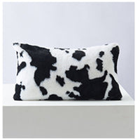 HKM-234003 Double-Sided Cow Flower Plush Pillow Cover - Modern Polyester Design, 50x50cm, 45x45cm, 30x50cm