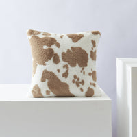 HKM-234003 Double-Sided Cow Flower Plush Pillow Cover - Modern Polyester Design, 50x50cm, 45x45cm, 30x50cm