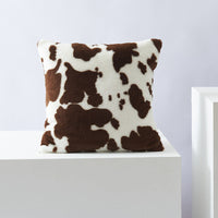 HKM-234003 Double-Sided Cow Flower Plush Pillow Cover - Modern Polyester Design, 50x50cm, 45x45cm, 30x50cm