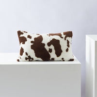 HKM-234003 Double-Sided Cow Flower Plush Pillow Cover - Modern Polyester Design, 50x50cm, 45x45cm, 30x50cm