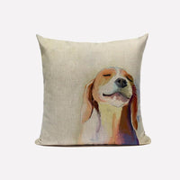 HKM-234067 Modern Chinese Printed Dog Pattern Linen Pillowcase with Hidden Zipper Closure