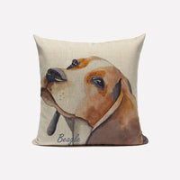 HKM-234067 Modern Chinese Printed Dog Pattern Linen Pillowcase with Hidden Zipper Closure