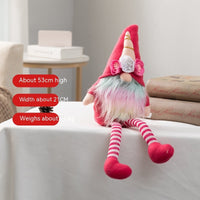 HKM-234067 Pink and White Striped Plush Rudolf Doll for Christmas Window Decoration