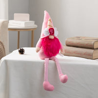 HKM-234067 Pink and White Striped Plush Rudolf Doll for Christmas Window Decoration