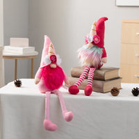 HKM-234067 Pink and White Striped Plush Rudolf Doll for Christmas Window Decoration