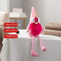HKM-234067 Pink and White Striped Plush Rudolf Doll for Christmas Window Decoration