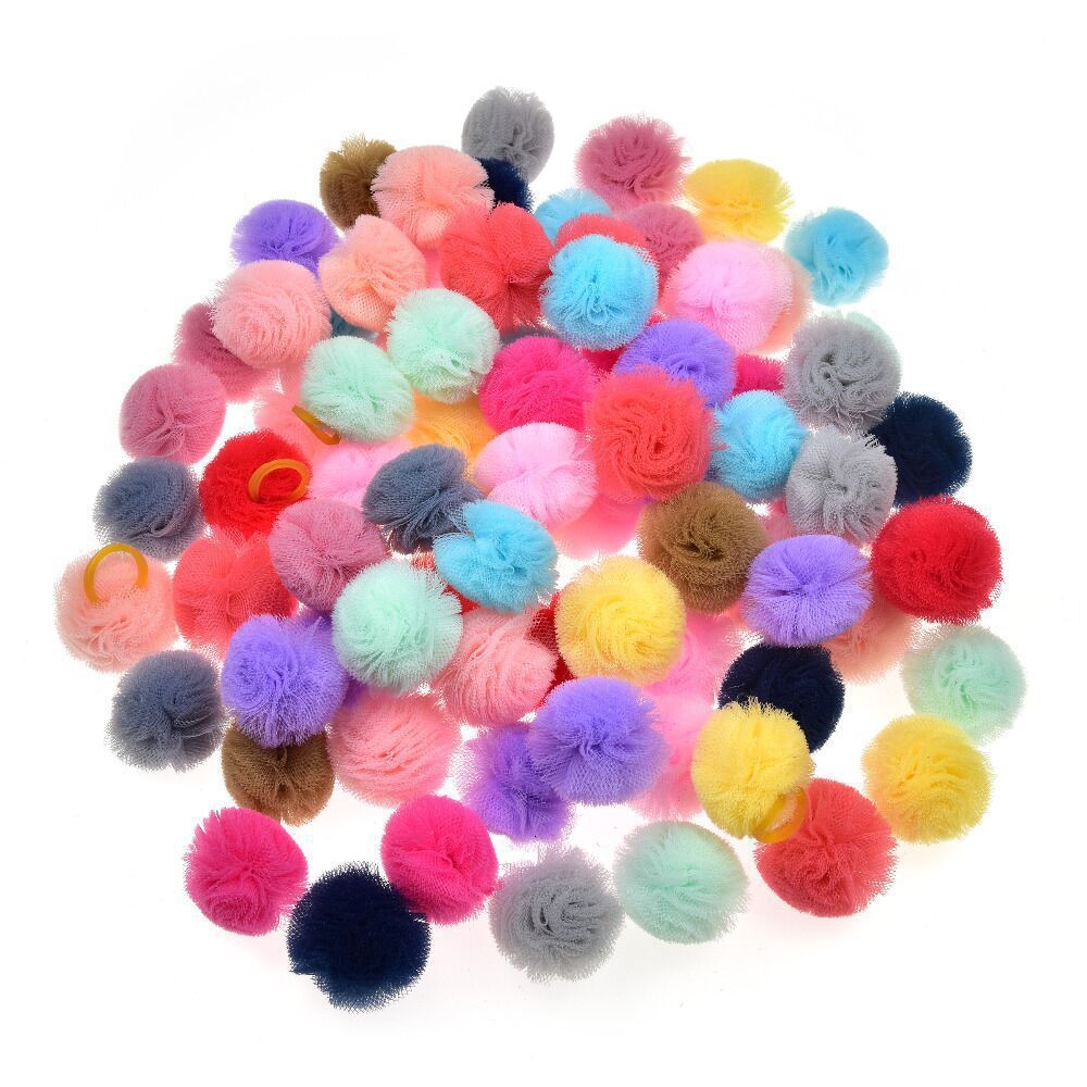 HKM-234387 Cute Pet Mesh Ball Rubber Band Head Flower