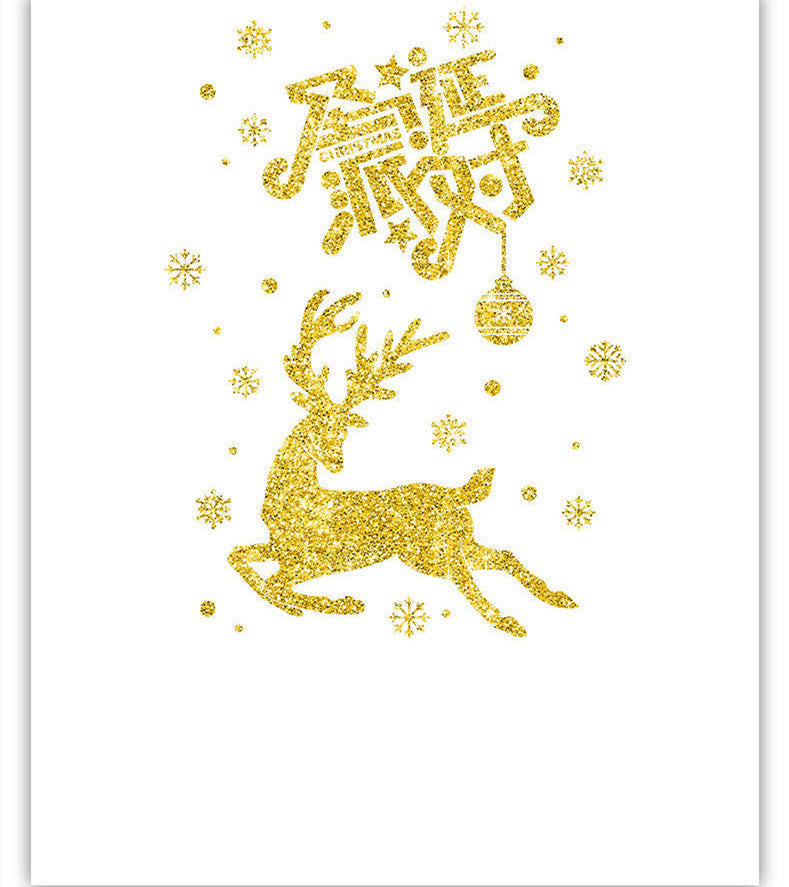 HKM-234387 Self-Adhesive Christmas Decoration Wall Stickers in Golden Design - 45x60CM & 53x37.2CM
