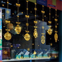 HKM-234387 Self-Adhesive Christmas Decoration Wall Stickers in Golden Design - 45x60CM & 53x37.2CM
