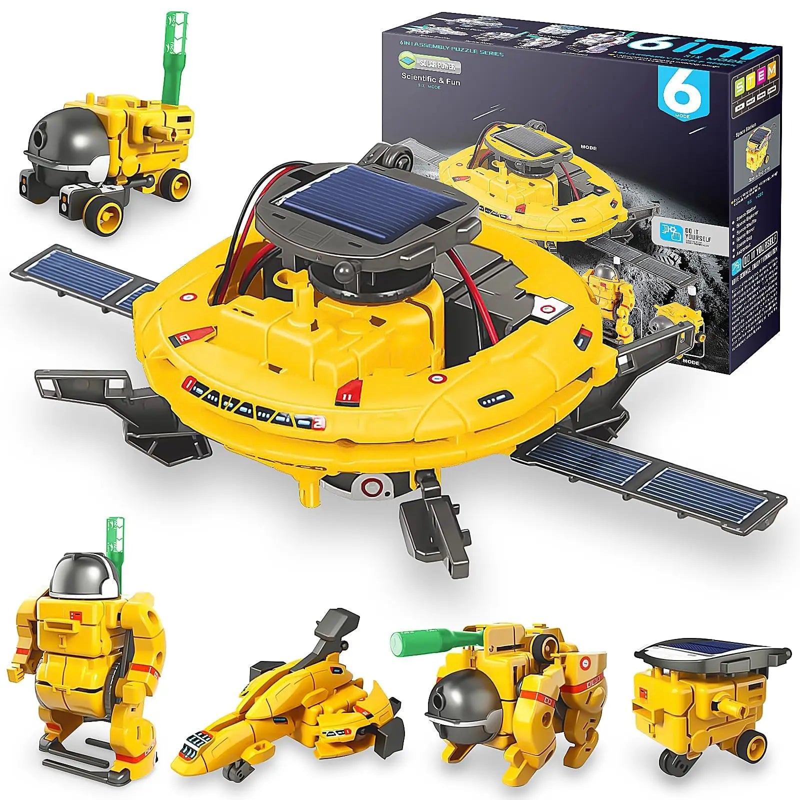 HKM-234451 6-in-1 Educational Solar Robot Toys for STEM Projects - Solar-Powered Space Kits