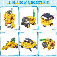 HKM-234451 6-in-1 Educational Solar Robot Toys for STEM Projects - Solar-Powered Space Kits