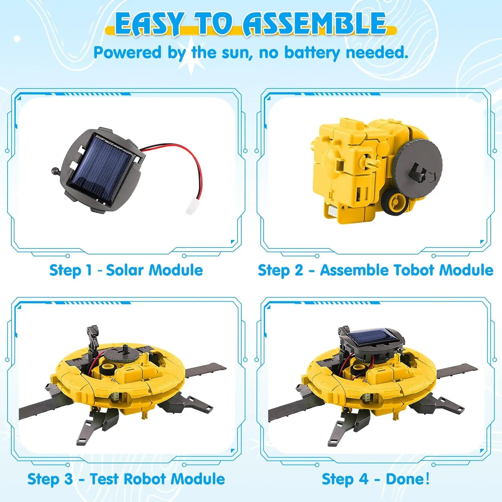 HKM-234451 6-in-1 Educational Solar Robot Toys for STEM Projects - Solar-Powered Space Kits
