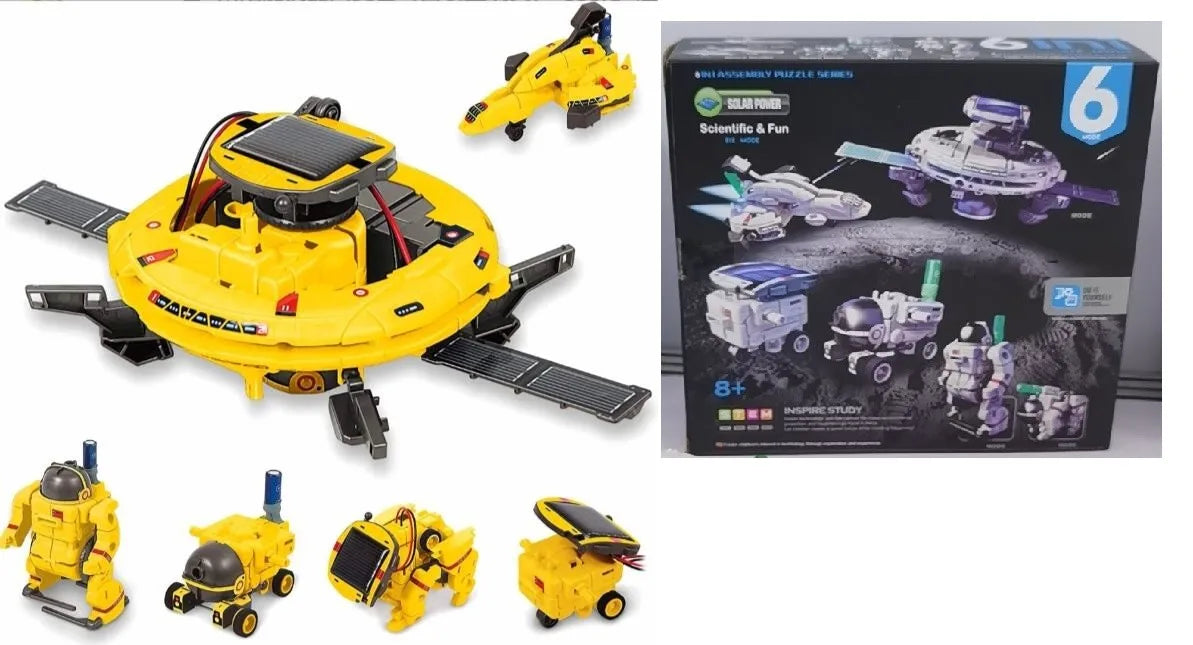 HKM-234451 6-in-1 Educational Solar Robot Toys for STEM Projects - Solar-Powered Space Kits