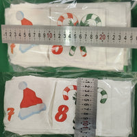 HKM-234579 DIY Christmas Countdown Gift Bag - Brocade Silk Screen Design, 50x100 cm