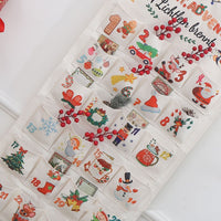 HKM-234579 DIY Christmas Countdown Gift Bag - Brocade Silk Screen Design, 50x100 cm