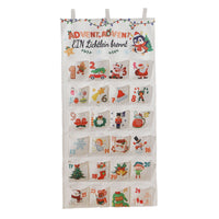 HKM-234579 DIY Christmas Countdown Gift Bag - Brocade Silk Screen Design, 50x100 cm