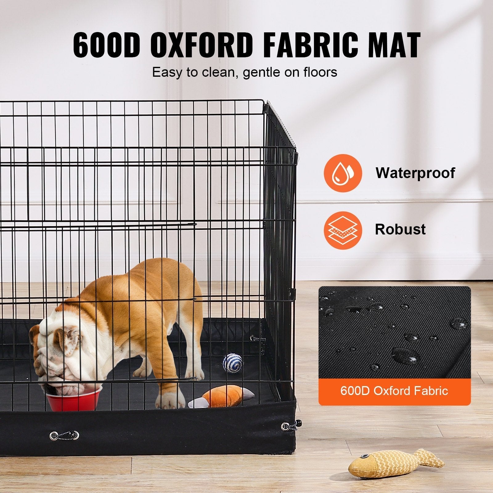 HKM-234963 Foldable 4-Panel Metal Dog Playpen with Waterproof Ground Mat, 36" x 36" for Small Pets