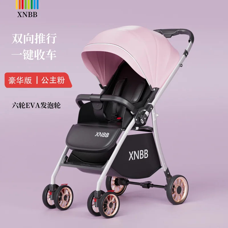 HKM-234963 Foldable Travel Stroller with Bidirectional Push and Adjustable Recline for Infants and Toddlers