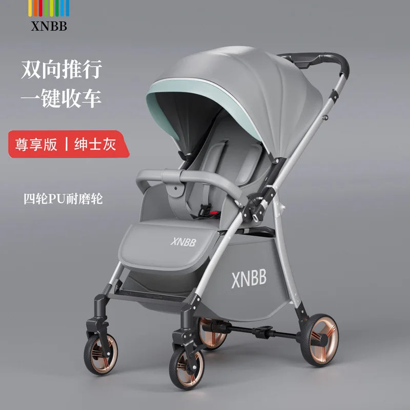 HKM-234963 Foldable Travel Stroller with Bidirectional Push and Adjustable Recline for Infants and Toddlers