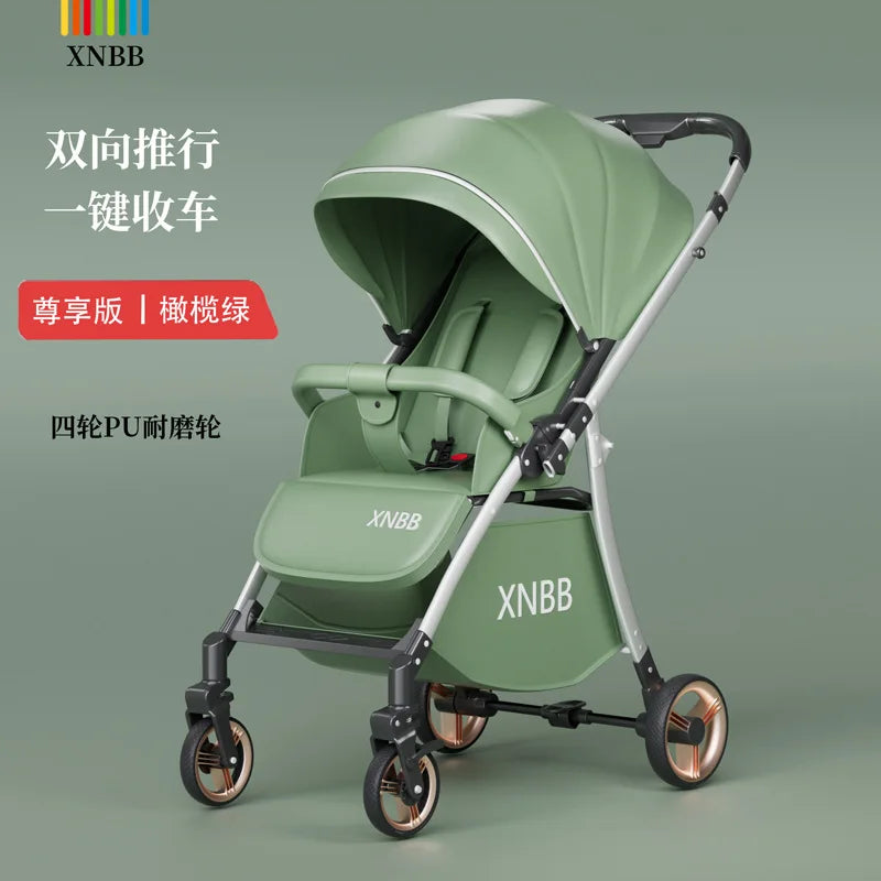 HKM-234963 Foldable Travel Stroller with Bidirectional Push and Adjustable Recline for Infants and Toddlers