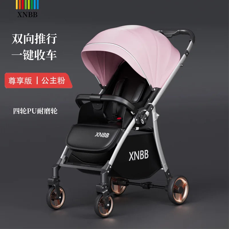 HKM-234963 Foldable Travel Stroller with Bidirectional Push and Adjustable Recline for Infants and Toddlers