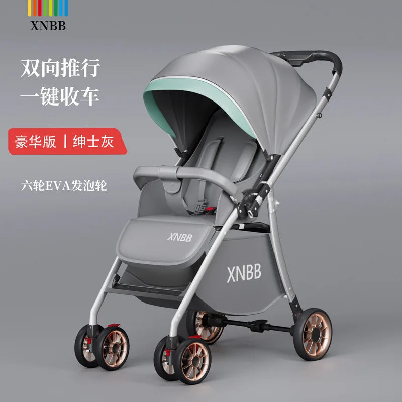 HKM-234963 Foldable Travel Stroller with Bidirectional Push and Adjustable Recline for Infants and Toddlers