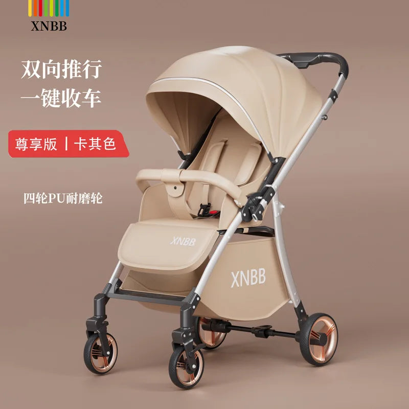 HKM-234963 Foldable Travel Stroller with Bidirectional Push and Adjustable Recline for Infants and Toddlers