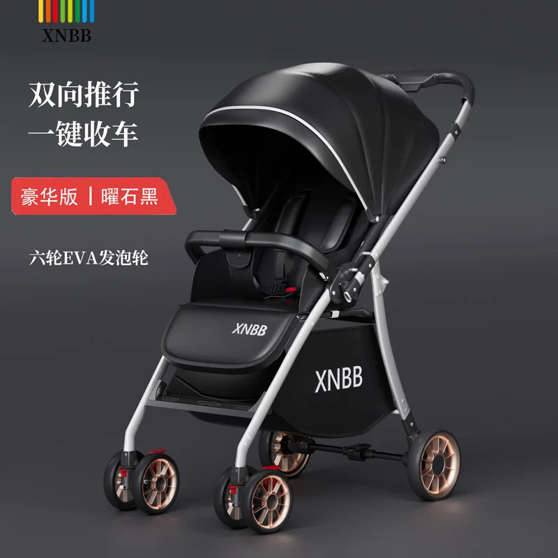 HKM-234963 Foldable Travel Stroller with Bidirectional Push and Adjustable Recline for Infants and Toddlers