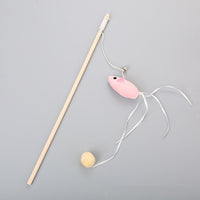 HKM-234963 Funny Cat Stick with Bell and Elastic Rope - Lightweight Wooden Pole for Interactive Play
