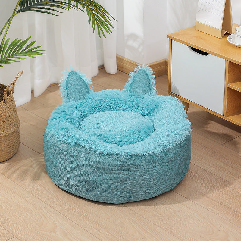 HKM-234963 Plush Faux Fur Cat and Dog Bed House - Soft and Cozy Indoor Pet Sleeping Space, Available in Multiple Sizes
