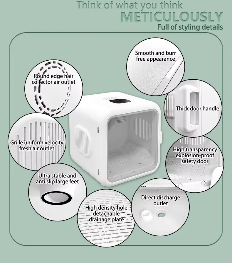 KTX-235027 2-in-1 Automatic Pet Dryer Cabinet for Small Animals and Cats, Eco-Friendly ABS Material, Convenient Design