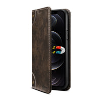 HKM-235027 Stylish Flip Magnetic Card Holder Leather Phone Case for iPhone Models