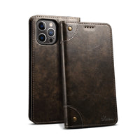 HKM-235027 Stylish Flip Magnetic Card Holder Leather Phone Case for iPhone Models