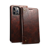 HKM-235027 Stylish Flip Magnetic Card Holder Leather Phone Case for iPhone Models