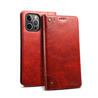 HKM-235027 Stylish Flip Magnetic Card Holder Leather Phone Case for iPhone Models