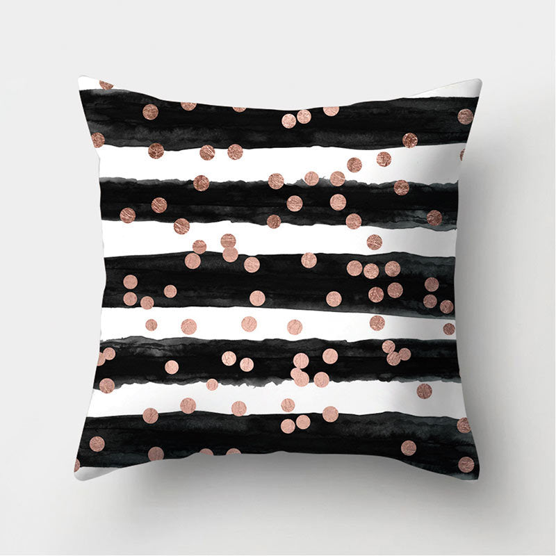 HKM-235155 Peach Skin Geometric Velvet Pillowcase Cushion Cover - Modern 45x45cm Design