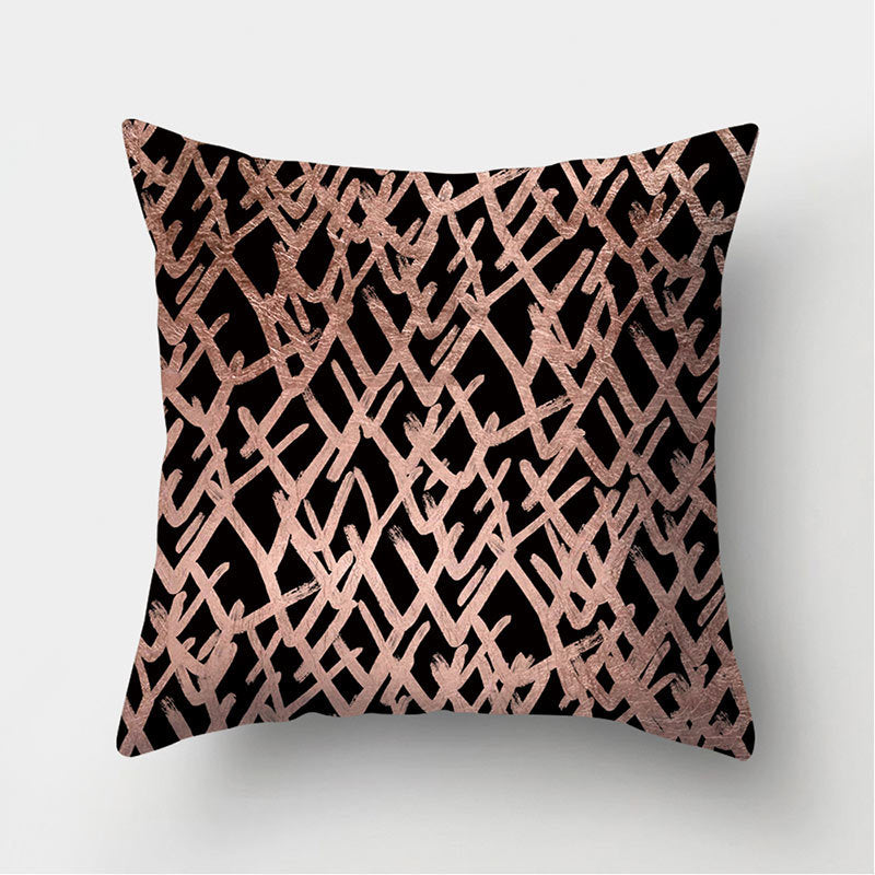 HKM-235155 Peach Skin Geometric Velvet Pillowcase Cushion Cover - Modern 45x45cm Design
