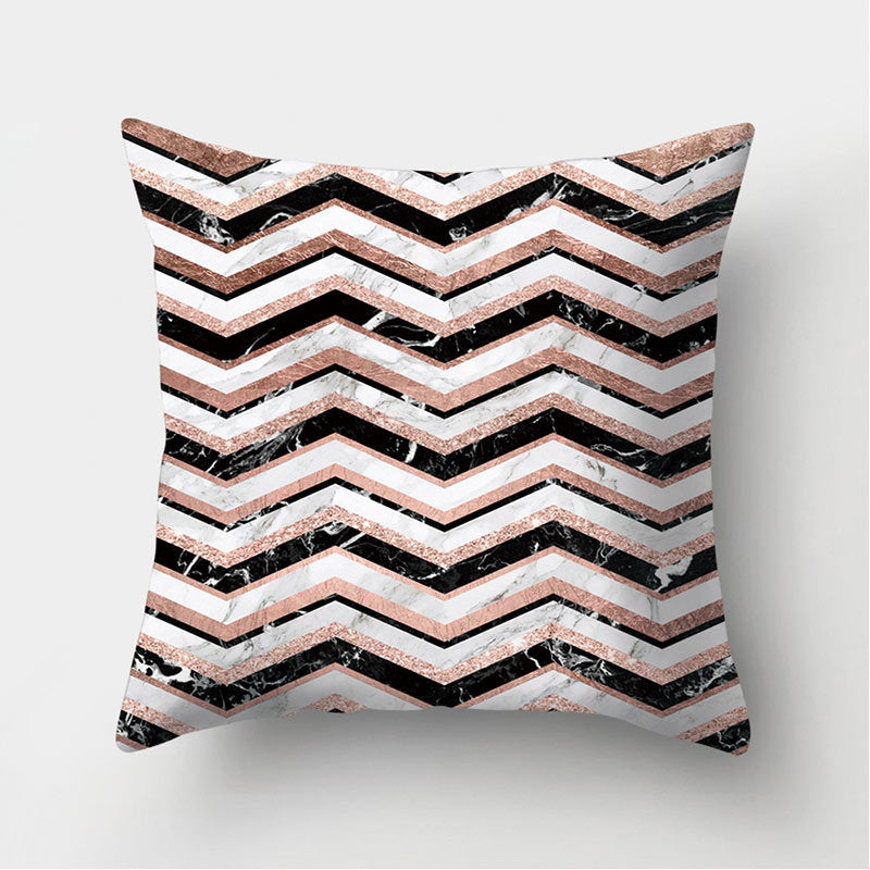 HKM-235155 Peach Skin Geometric Velvet Pillowcase Cushion Cover - Modern 45x45cm Design