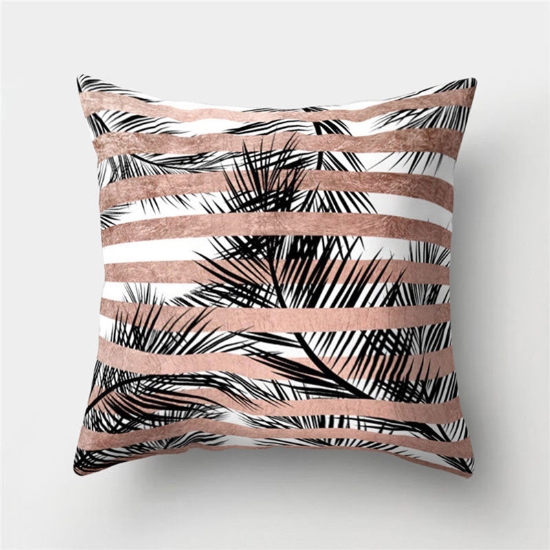 HKM-235155 Peach Skin Geometric Velvet Pillowcase Cushion Cover - Modern 45x45cm Design