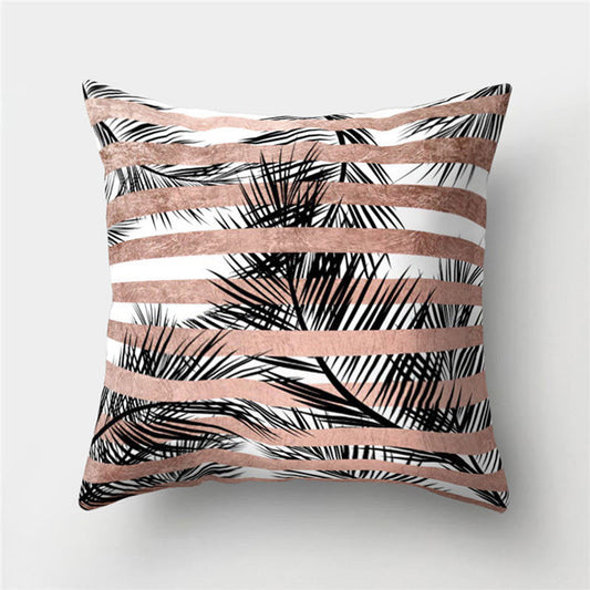 HKM-235155 Peach Skin Geometric Velvet Pillowcase Cushion Cover - Modern 45x45cm Design