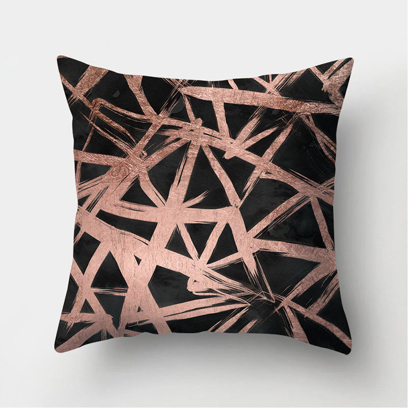 HKM-235155 Peach Skin Geometric Velvet Pillowcase Cushion Cover - Modern 45x45cm Design