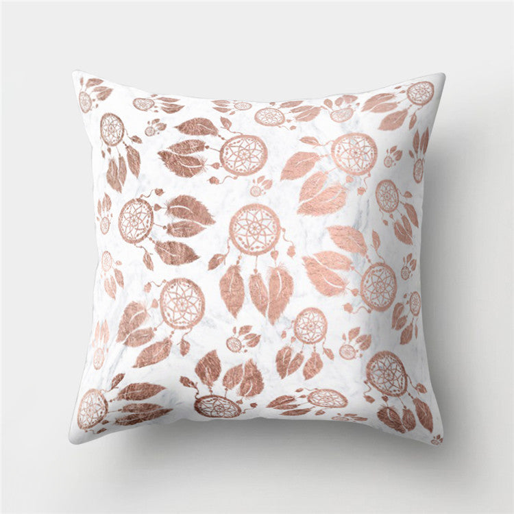 HKM-235155 Peach Skin Geometric Velvet Pillowcase Cushion Cover - Modern 45x45cm Design
