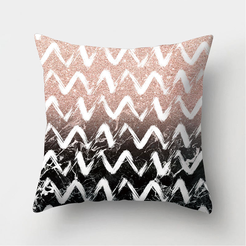 HKM-235155 Peach Skin Geometric Velvet Pillowcase Cushion Cover - Modern 45x45cm Design