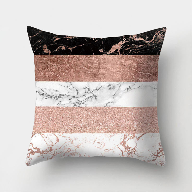 HKM-235155 Peach Skin Geometric Velvet Pillowcase Cushion Cover - Modern 45x45cm Design