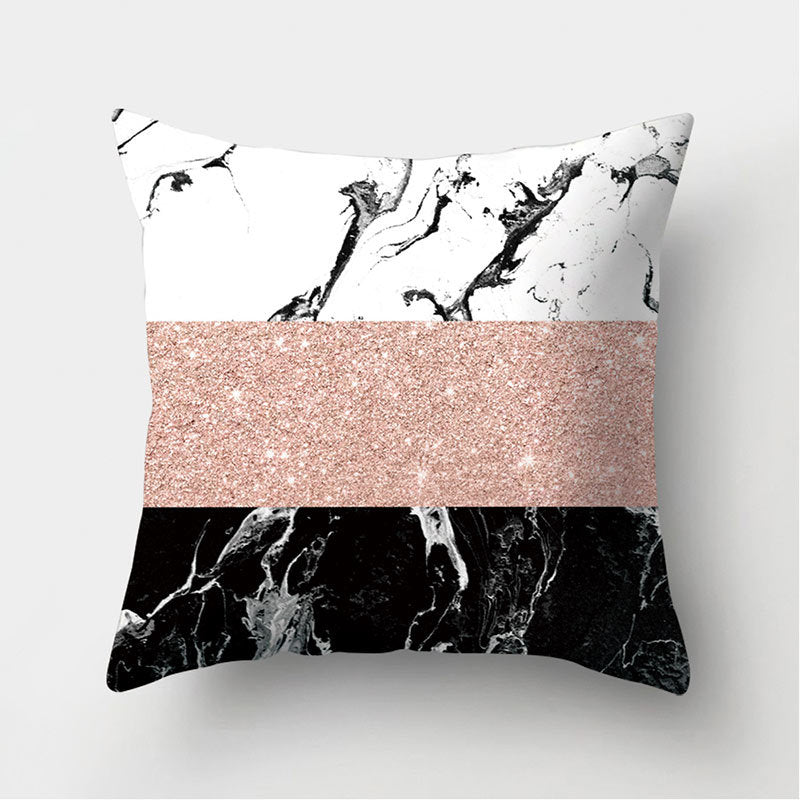 HKM-235155 Peach Skin Geometric Velvet Pillowcase Cushion Cover - Modern 45x45cm Design